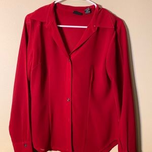 deep red button down blouse